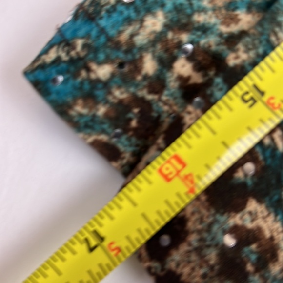 Libra Teal Gold Metallic  ¾ Sleeve Cowl Neck Top - Picture 8 of 10